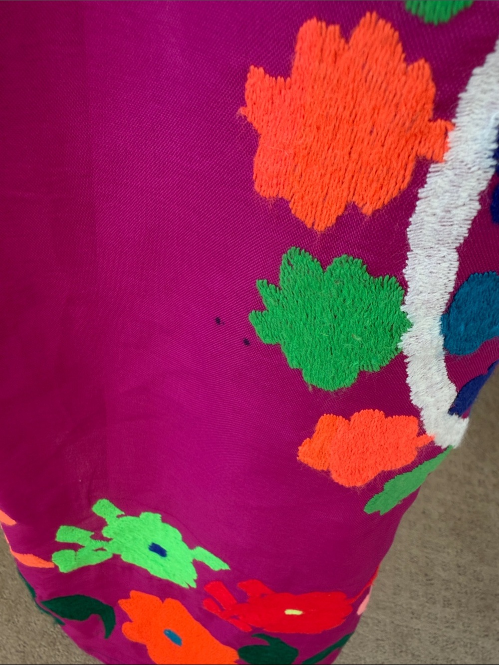 Vintage 70s Afghan Hand Embroidered Coat Floral Boho Folk Art Duster Maxi - Picture 9 of 11